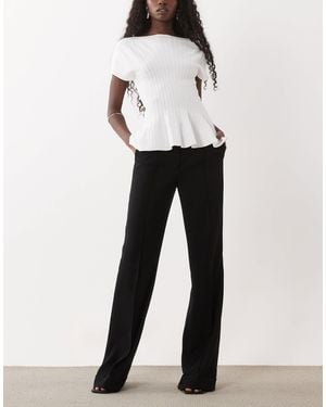 Mango Seam Front Flared Pants - White