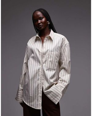 & Other Stories Camisa A Rayas Burdeos Extragrande De Algodón Puro De - Gris