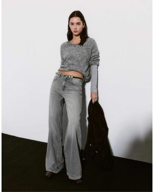 Pull&Bear – lockere oversize-jeans - Weiß
