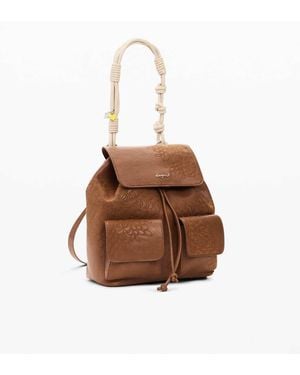 Desigual Zaino Piccolo Marrone Ricamato
