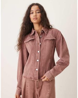 Ghospell Britt Cinched Denim Shirt Co-Ord - Brown