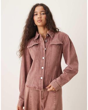 Ghospell Camisa Vaquera Lavado Con Cintura Entallada Britt De (Parte De Un Conjunto) - Marrón