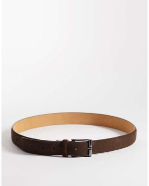 Mango 100% Leather Belt With Silver Buckle - Brown