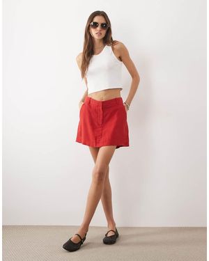 Abercrombie & Fitch Linen Blend Mini Skort - Red