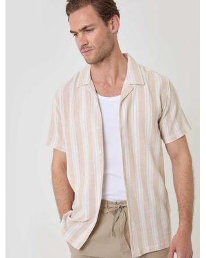 Threadbare Knitted Cotton Blend Short Sleeve Shirt - White