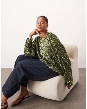 ARRANGE Curve Long Sleeve Square Cut Top - Green
