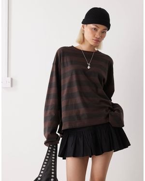 Monki Oversized Long Sleeve T-shirt With Side Slits - Black