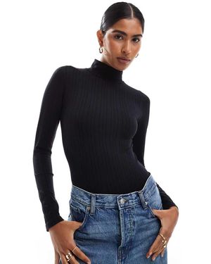 ASOS Body Con Cuello Alzado Y Diseño Moldeador De Canalé Ancho Sin Costuras De - Azul