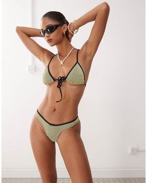 Lioness Ramirez – mix and match – bikinihose mit schleifendetail und kontrastbesatz - Braun