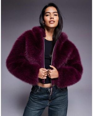 ASOS Weekend Collective Faux Fur Cropped Coat - Purple