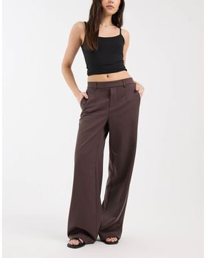 Object Wide Leg Tailored Trouser - Brown