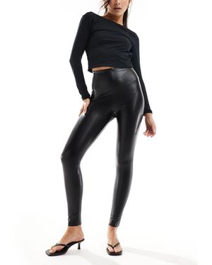 Commando Legging 7/8ème en similicuir avec taille gainante - Noir