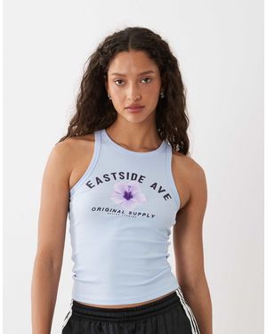 Cotton On High Neck Graphic Tank - White