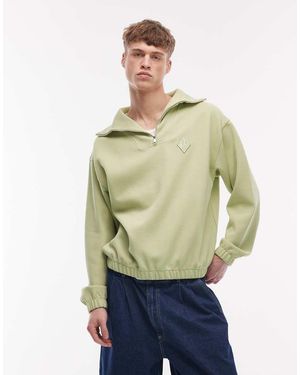 Lacoste Diamond Logo Quarter Zip Sweat - Green