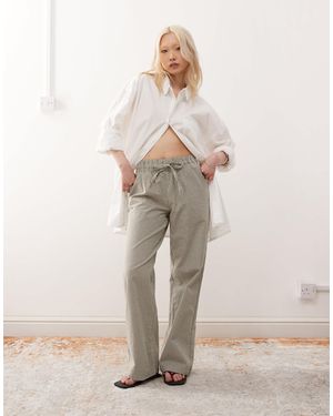Noisy May Tie Front Wide Leg Pants - Natural