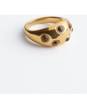 & Other Stories Chunky Ring With Tigers Eye Dots - White