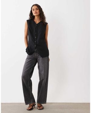 Abercrombie & Fitch Longline V-neck Waistcoat Co-ord - Black