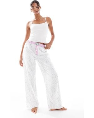 Cotton On Cotton On Sleep Flannel Wide Leg Pant - White