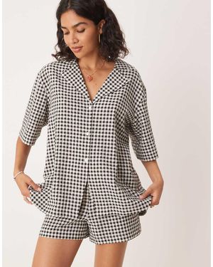 ASOS Revere Collar Resort Shirt - Grey