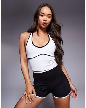 4505 Tennis Scoop Neck Vest With Inner Bra And Piping - Grey