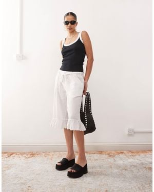 Collusion Ruffle Hem Cropped Trouser - Natural