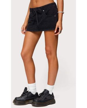 Edikted Ziggie Tie Front Denim Mini Skort - Blue