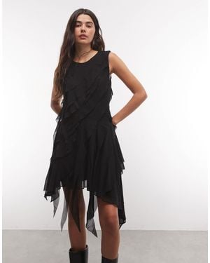 AllSaints Angie midikleid mit asymmetrischer rüsche - Schwarz
