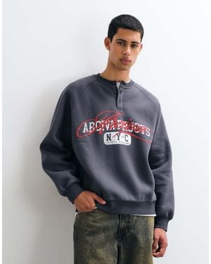 ASOS Sudadera Raglán Con Estampado Delantero En - Azul