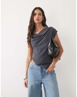 ASOS Co-Ord Soepele Twill Top Met Drapering - Blauw