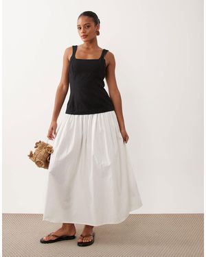 ASOS Hybrid Maxi Dress With Black Contrast Bodice - White