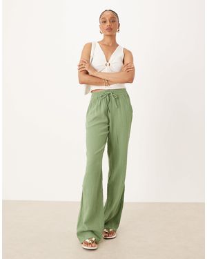 JDY Tall Wide Leg Cheesecloth Pants - Green
