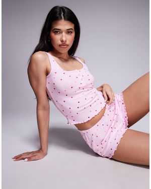 Boux Avenue Heart Rib Short And Cami Pyjama Set - Pink