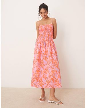 Jdy Drop Waist Shirred Midaxi Dress - Pink