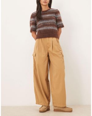 ASOS Oversized Cargo Trouser With Pleats - Natural