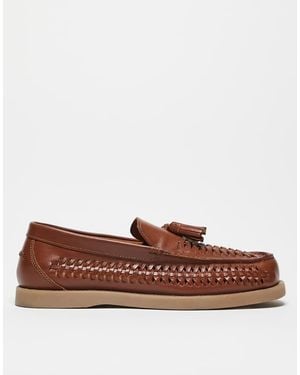 ASOS Loafers Van Geweven Leer - Bruin