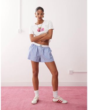 Monki Pull On Boxer Shorts With Foldable Waistband - Pink