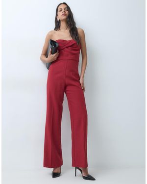 Mango Tailo Bandeau Jumpsuit - Red