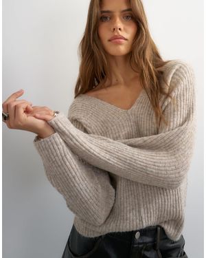 TOPSHOP Gestrickter oversize-ripp-pullover - Braun
