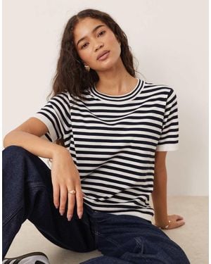 Mango Short Sleeve Knit T-shirt - Blue