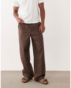 ASOS baggy Fit Linen Blend Pants - Brown