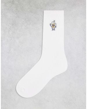 ASOS Socks With Beer Embroidery - White