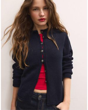 Stradivarius Gilet en maille à col montant - bleu foncé