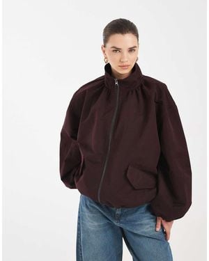 ASOS Oversized Bomberjack Met Opstaande Boord En Pofzoom - Bruin