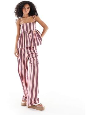 ASOS Tie Waist Straight Leg Co-ord Trouser - Red