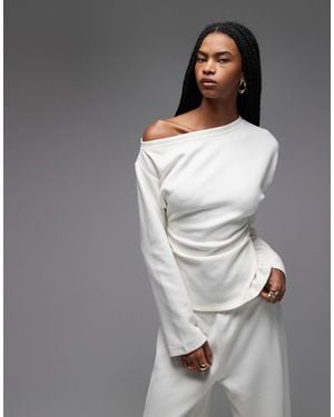 ASOS Supersoft Corset Waist Off Shoulder Tee - Gray