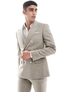 River Island Slim Linen Suit Jacket - Grey