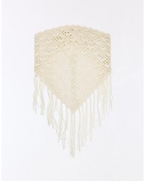 Bershka Fringed Crochet Pareo Skirt - White