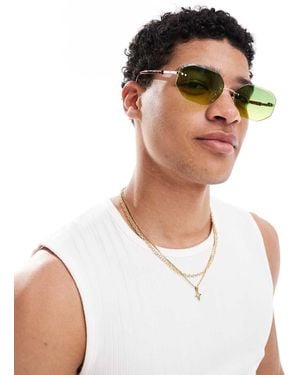Only & Sons Gafas De Sol Verdes Y Efecto Carey De Estilo Retro Con Montura Al Aire De - Blanco