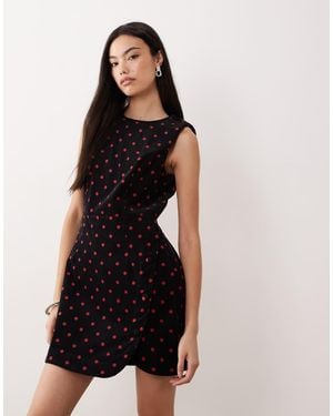 Nobody's Child Cord Polka Dot Mini Pinafore Dress - Black