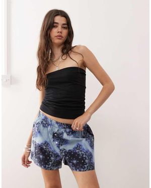 Monki Poplin Shorts - Blue